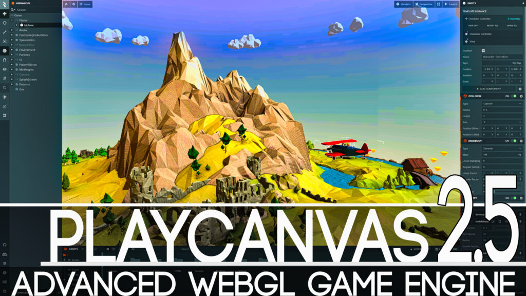 PlayCanvas is one of the best/most powerful JavaScript game engines for creating 2D/3D WebGL games, just released PlayCanvas 2.5.